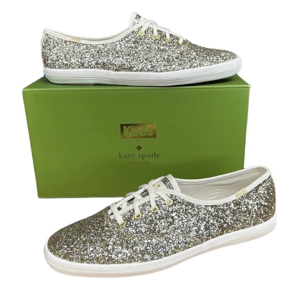 Keds for Kate Spade CH KS Platinum Gold Glitter #WF57125 Shoes Sneakers Size 9.5